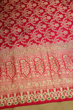 Rani Pink Banarasi Silk All Over Woven Saree with Handwork