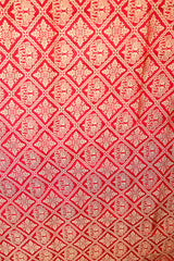 Red Banarasi Silk Traditional Checks Woven Saree