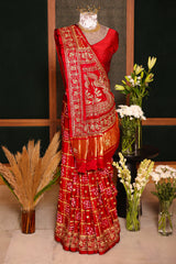 Maroon Gaji Silk Traditional Gharchola Saree