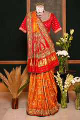 Mustard Yellow Gaji Silk Traditional Gharchola Saree with Contrast Pallu