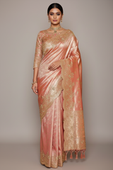 Light Pink Kanchipuram Tissue Traditional Woven Saree with Zardosi Work