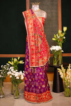 Purple Silk Woven Patola Saree with Handwork Pallu and Border