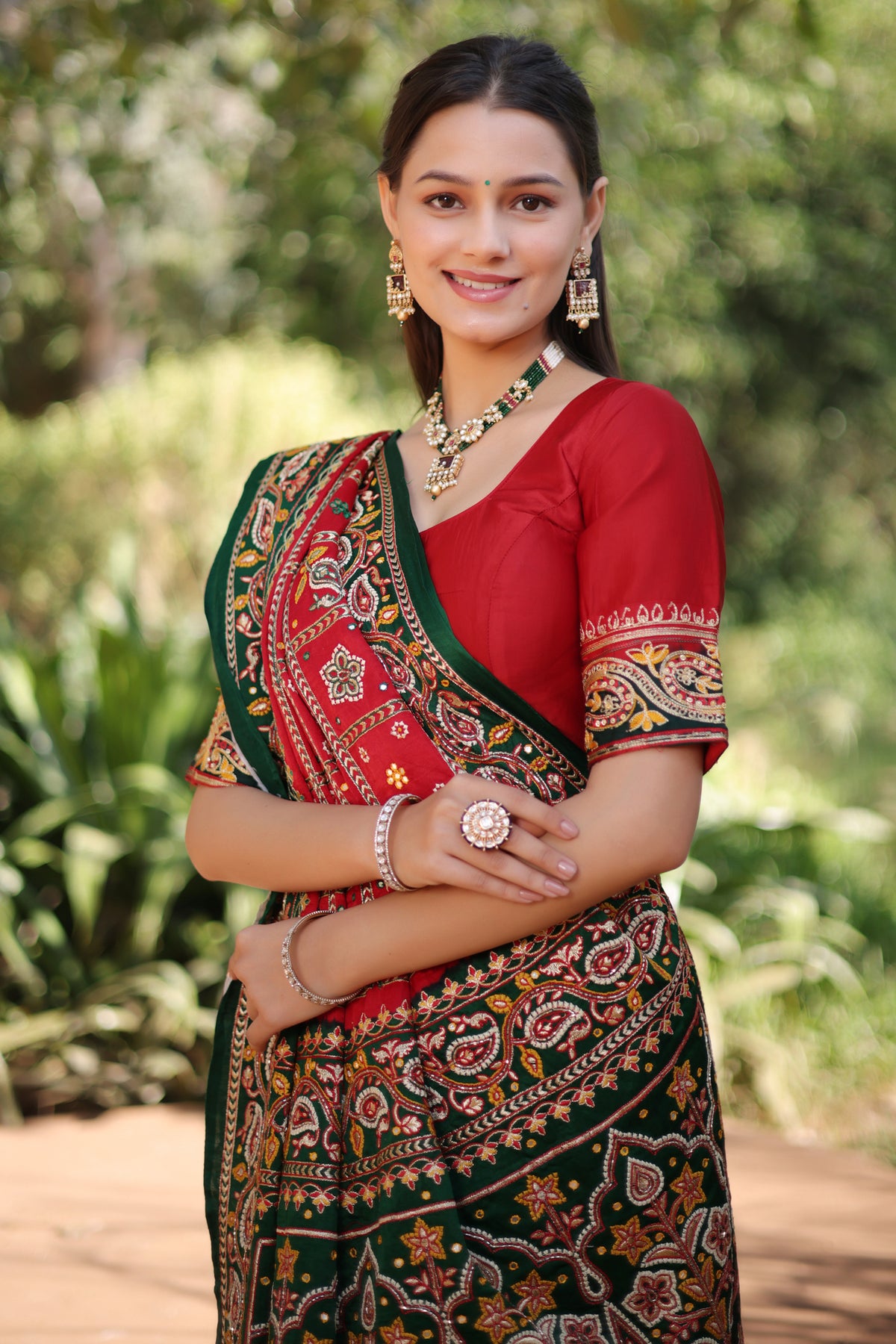 Maroon Gaji Silk Traditional Gharchola with Contrast Pallu and Border