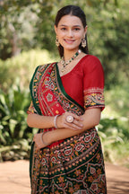 Maroon Gaji Silk Traditional Gharchola with Contrast Pallu and Border