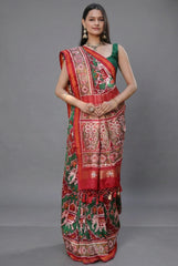 Green Silk Traditional Patola Saree with Beaded Work