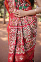 Green Silk Traditional Patola Saree with Beaded Work