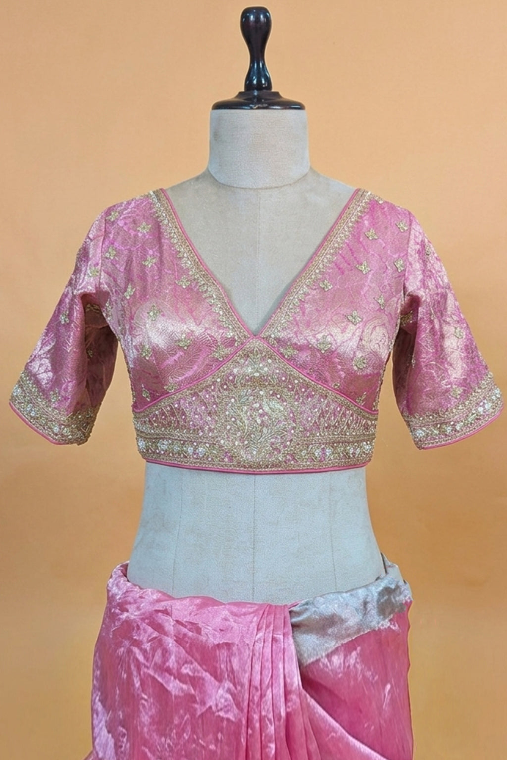 Pink and Grey Omber Organza Silk Saree with Weaving Pallu and Readymade Blouse