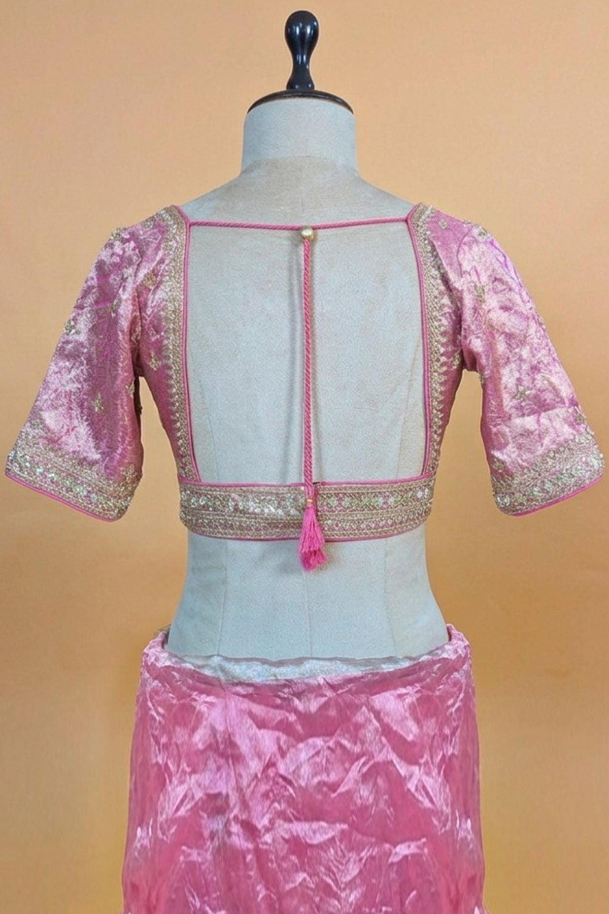 Pink and Grey Omber Organza Silk Saree with Weaving Pallu and Readymade Blouse