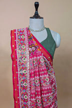 Multi Colored Silk Traditional Patola Weave Saree with Handwork