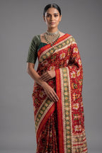 Red Silk Traditional Patola Saree with Handwork