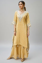 Honey Yellow Tissue Silk Gotta Work Kaftan Set