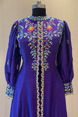 Purple Raw Silk Sequin Embroidered Slit Cut Lehenga Suit
