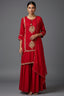 Red Satin Organza Gota Worked Lehenga Suit