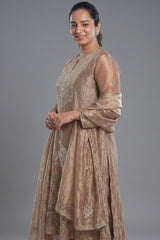 Golden Tissue Silk Beaded and Zardosi Worked Suit