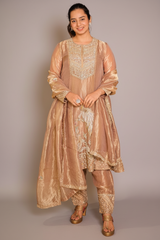 Golden Tissue Silk Beaded and Zardosi Worked Suit