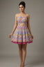 Pastel Pink Net All Over Beaded Cutwork Mini Dress