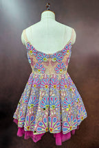 Pastel Pink Net All Over Beaded Cutwork Mini Dress