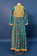 Rama Blue Silk Printed Anarkali Suit with Sequin Embroidery Work