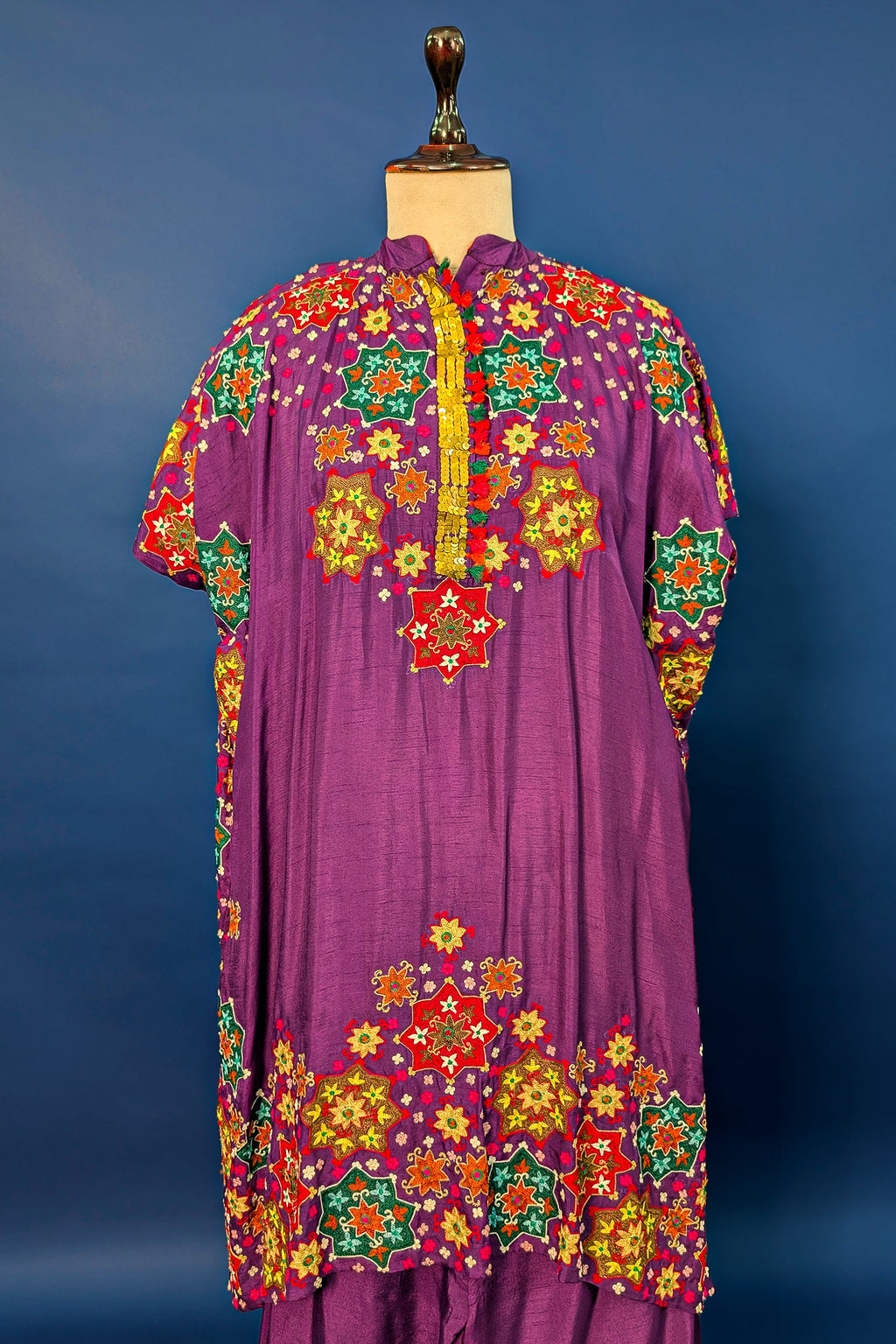 Dark Magenta Silk Embroidered Co-Ord Set