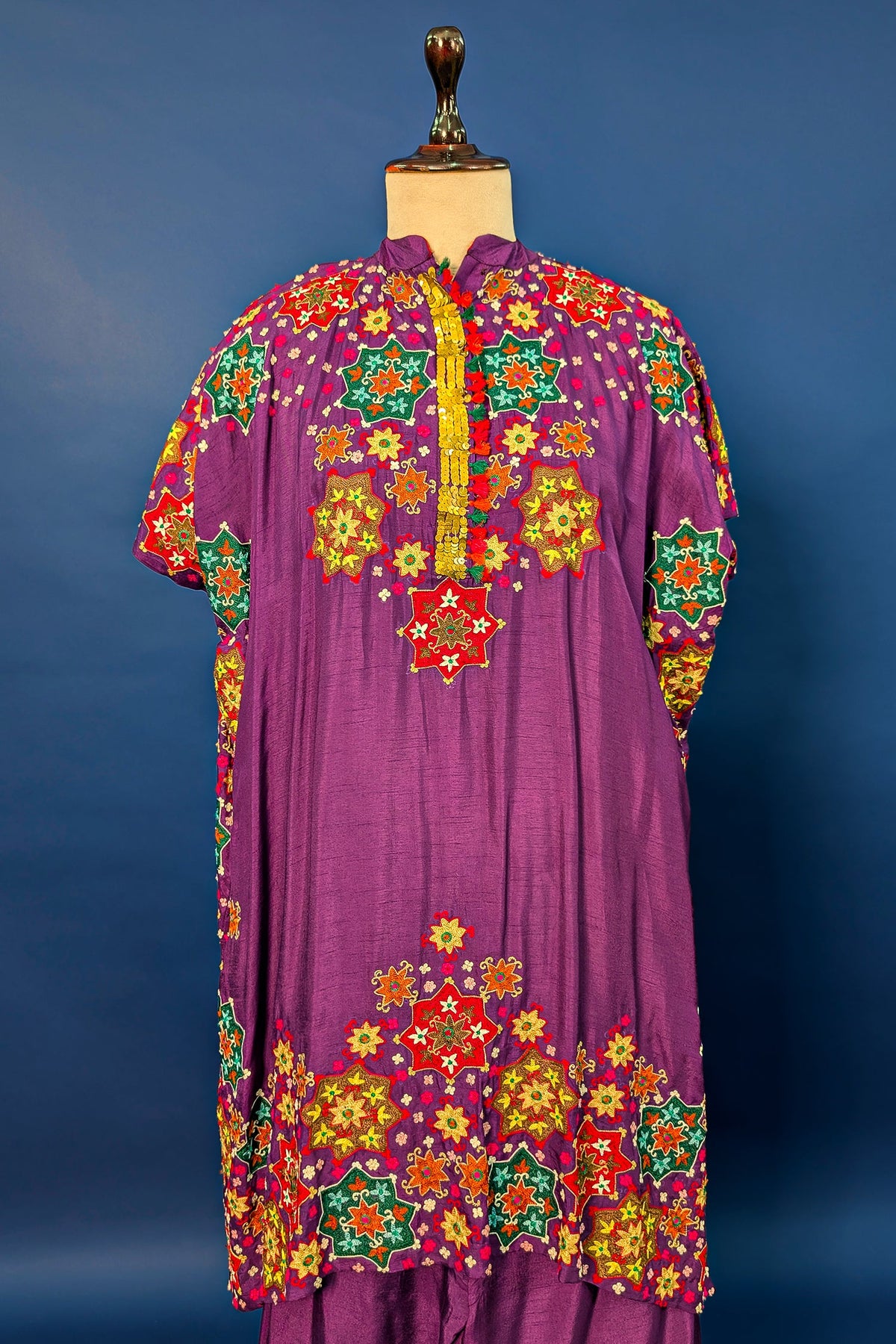 Dark Magenta Silk Embroidered Co-Ord Set