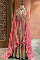 Pink Tissue Designer Heavy Paisley Worked Suit