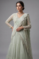 Light Mint Green Suit with Attached Dupatta and Long Top