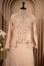 Light Peach Silk Cutdana Beaded Co-Ord Set