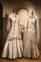 Cream Silk Designer Handworked Indo Western Set