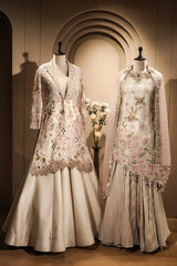 Cream Silk Designer Handworked Indo Western Set