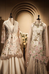 Cream Silk Designer Handworked Indo Western Set