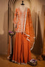 Orange Tissue Silk Sequin Embroidered and Mirror Worked Palazzo Suit