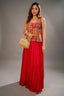 Fuschia Pink Silk Embroidered Top and Palazzo Set