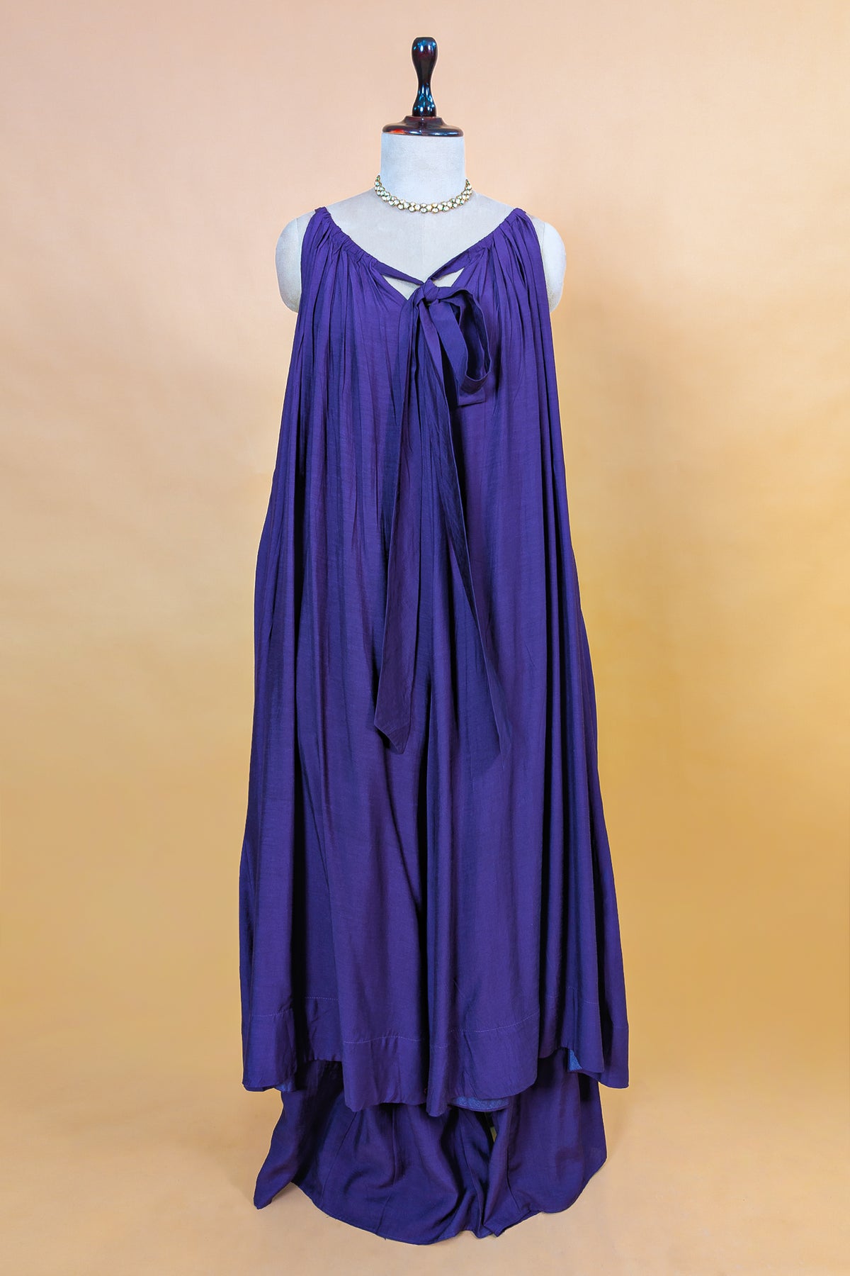 Blue Cotton Silk Solid Co-Ord Set