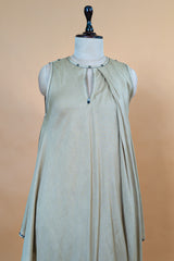 Beige Cotton Silk Solid Co-Ord Set