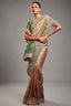 Golden and Green Silk Woven Saree with Embroidery - green silk saree embroidery