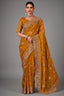 Yellow Organza Saree with Sequin Embroidery Work - yellow organza saree embroidery
