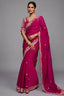 Deep Fuchsia Pink Monochrome Saree with Sequins Embroidery