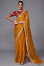 Mango Yellow Saree With Crimson Intricate Embroidered Blouse