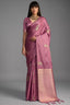 Pastel Lavender Lilac Satin Silk Saree with Metallic Tiger Weaves And Geometric Zari Border