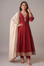 Maroon Art Silk Anarkali Suit with Sequin Embroidery work - maroon silk saree embroidery