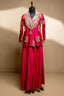 Rani Pink Satin Silk Gota Worked and Sequin Beaded Worked Indo Western Set