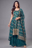 Firozi Chinon Silk Floral Embroidered Palazzo Suit with Multi Color Intricate Embroidery