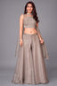 Grey Organza Sequin Crop Top Palazzo Set front view