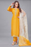 Yellow Art Silk Woven Straight Cut Suit - Front View