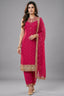 Rani Pink Art Silk Straight Cut Suit with Sequin and Embroidery Work