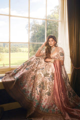 Light Pink Bridal Heavy Work Lehenga in Raw Silk with Zardosi