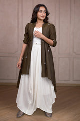Pearl White Linen Co-Ord Set with Jacket
