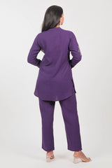 Purple Jatan Cotton Beaded and Cutdana Worked Co-Ord Set