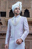Light Purple Cutdana and French Knot Work Sherwani Set in Raw Silk