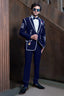 Navy Blue and White Imported Tuxedo Suit